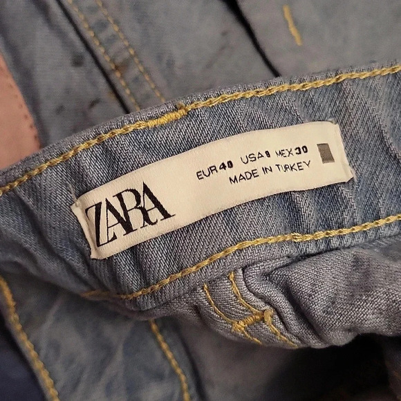 Zara Tie Dye Smiley MID-RISE Z1975 STRAIGHT LEG JEANS - Picture 7 of 8